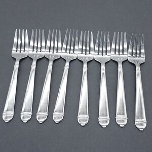 Towle Copenhagen Salad Forks 18/10 Set Of 8 Glossy Stainless 7 3/8" Flatware